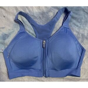Layer 8 Periwinkle‎ Blue Medium Impact Zip Front Sports Bra, Small